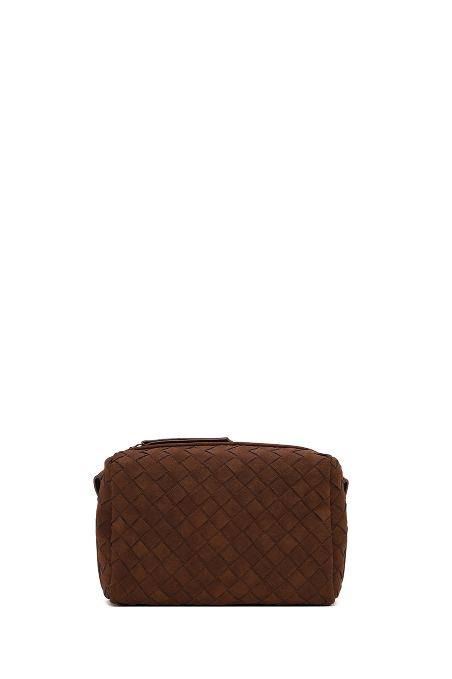 Woman Brown Long-Strap Woven Suede Crossbody Bag
