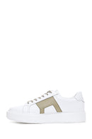 Men's White Green Patterned Leather Thick Soled Sneaker | Derimod