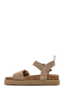 Women's Brown Thick Soled Suede Leather Sandals | Derimod