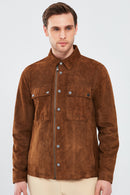 Gavi Men's Brown Suede Leather Coat | Derimod