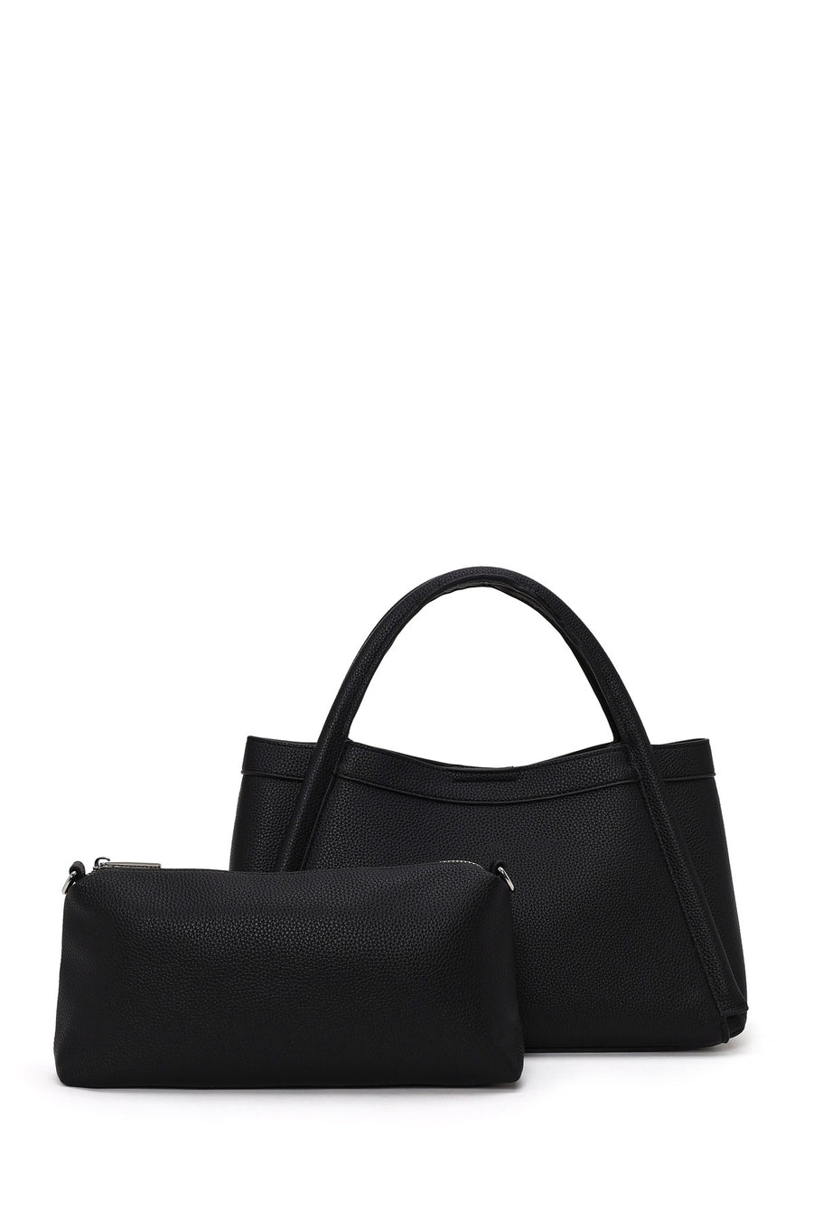 Woman Black Long-Strap Charm Shoulder Bag