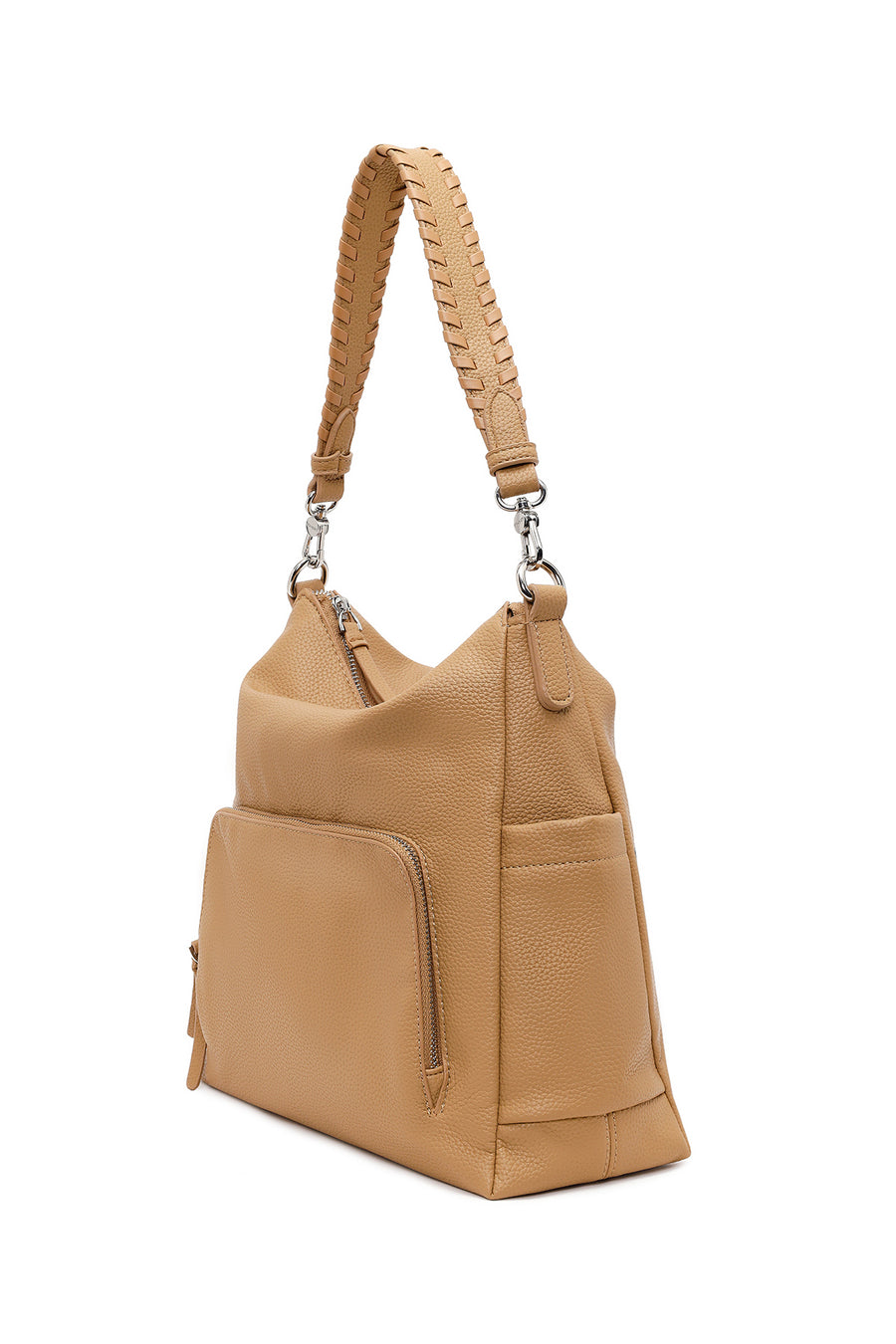 Woman Beige Long-Strap Shoulder Bag