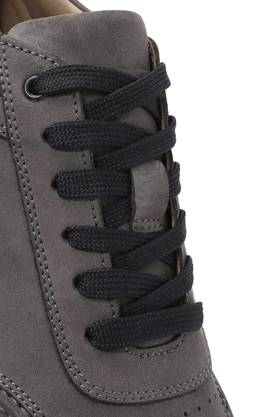 Erkek Gri Bağcıklı Nubuk Deri Sneaker