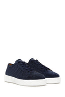 Men's Navy Blue Suede Leather Thick Soled Sneaker | Derimod