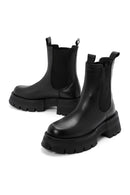 Women's Black Thick Soled Leather Chelsea Boots | Derimod