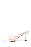 Women's White Printed Heeled Slippers | Derimod