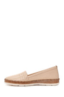 Women's Beige Leather Comfort Loafer | Derimod