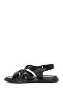 Women's Black Ankle Strap Leather Comfort Sandals | Derimod