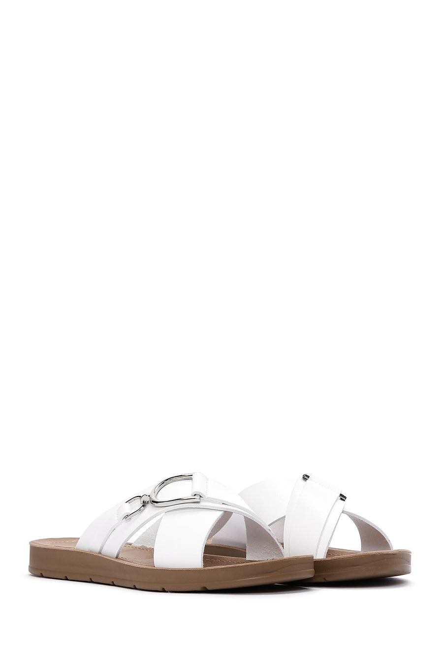 Women's White Flat Slippers
