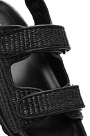 Women's Black Strappy Straw Sandals | Derimod