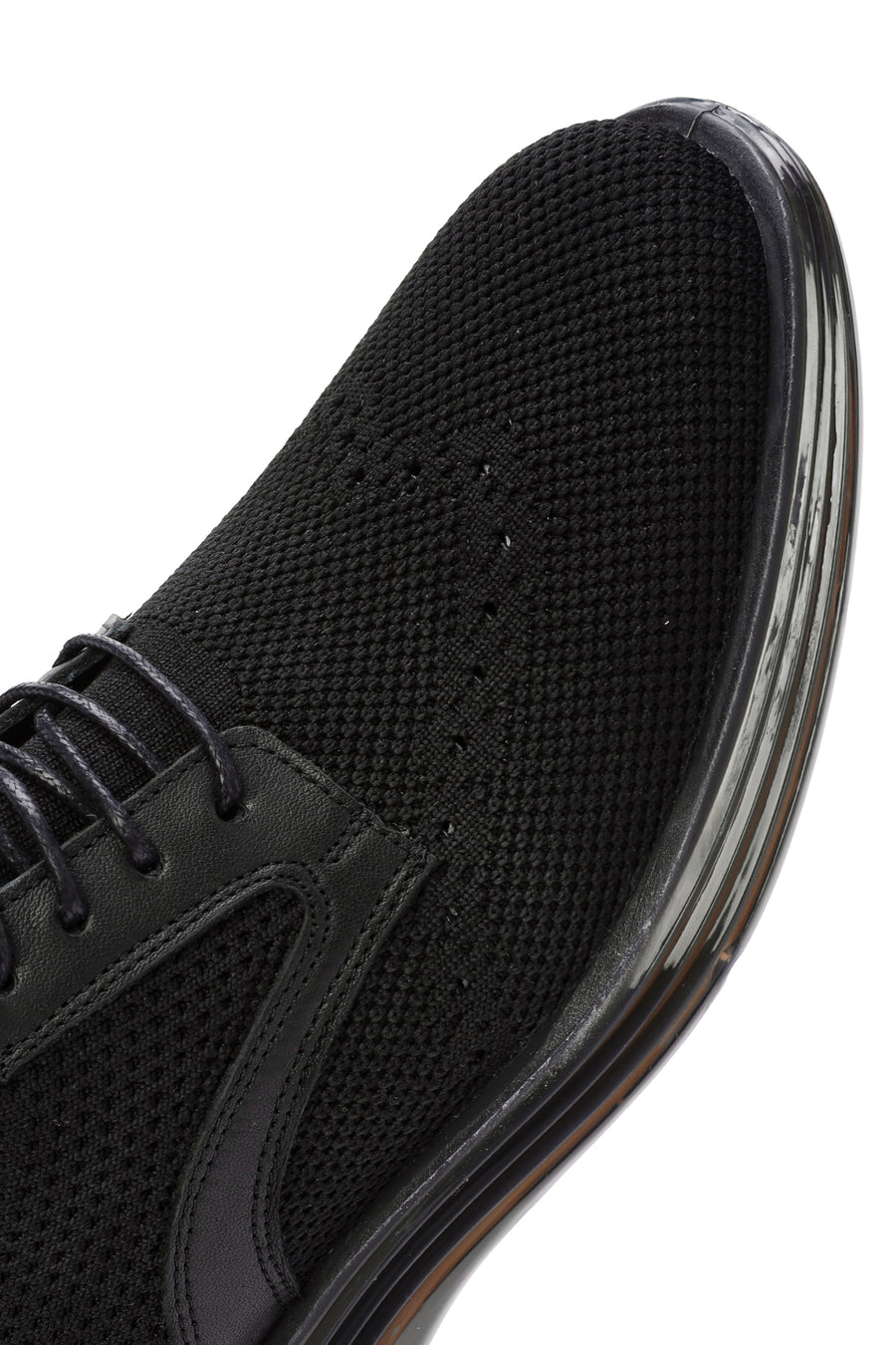 Men's Black Thick Sole Nubuck Detailed Lace Up Fabric Sneaker