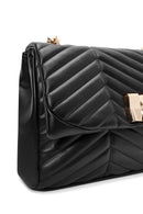 Women's Black Long Strap Quilted Patterned Shoulder Bag | Derimod