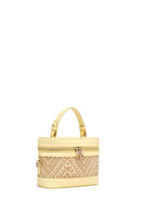 Women's Yellow Long Strap Patterned Mini Box Crossbody Bag | Derimod