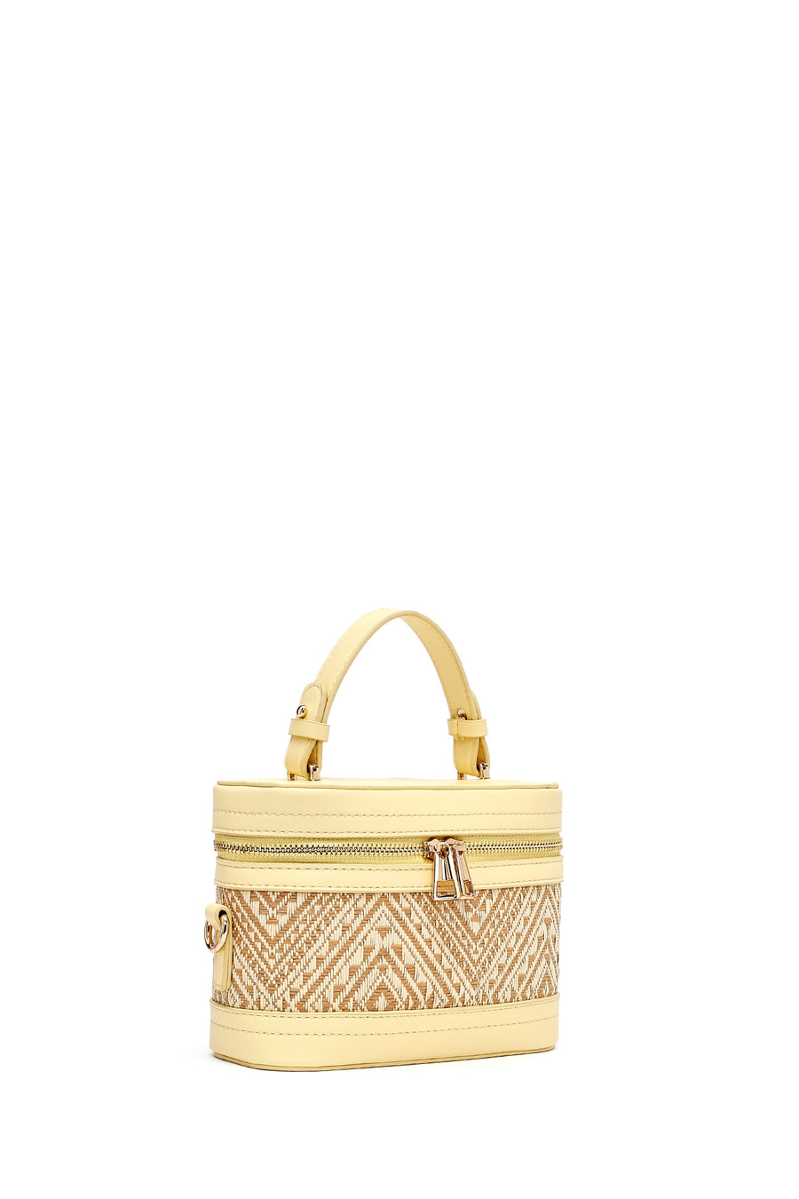 Women's Yellow Long Strap Patterned Mini Box Crossbody Bag