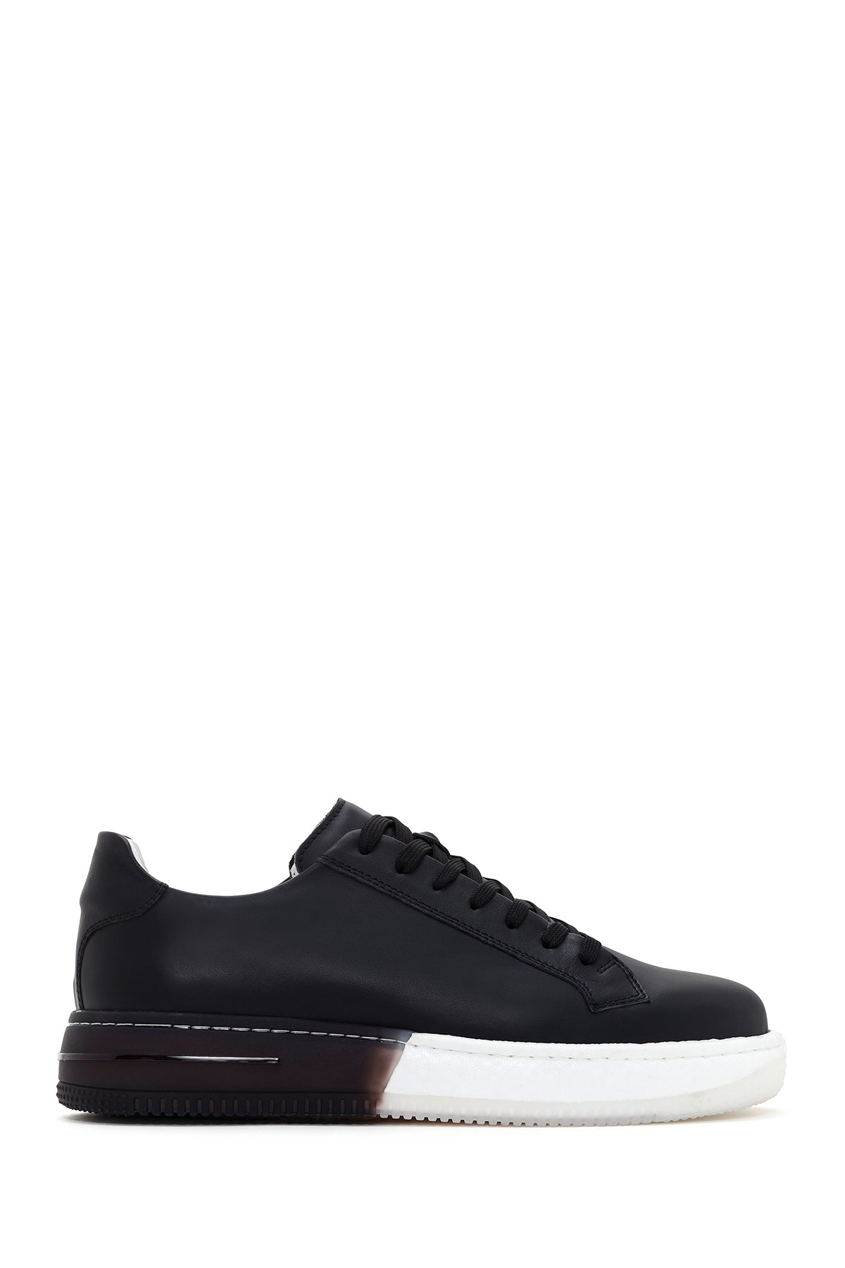 Men's Black Thick Soled Leather Sneaker 24SFD611018 | Derimod