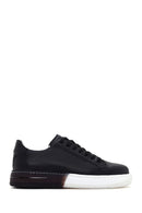 Men's Black Thick Soled Leather Sneaker | Derimod