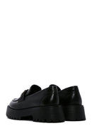 Women's Black Leather Buckle Masculine Loafer | Derimod