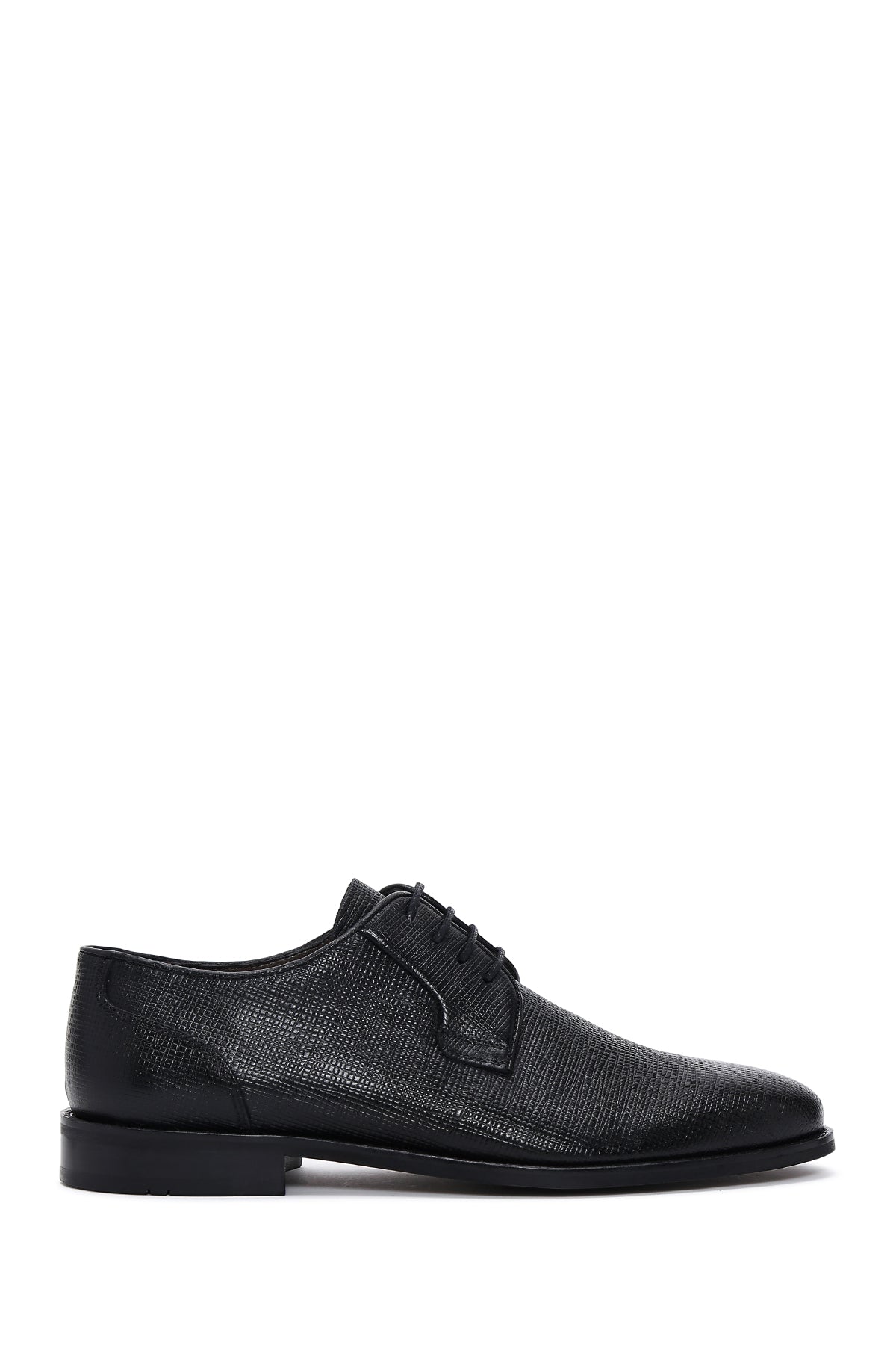 Erkek Siyah Deri Baskılı Klasik Ayakkabı