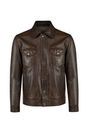 Curry Male Bronze Leather Jacket | Derimod