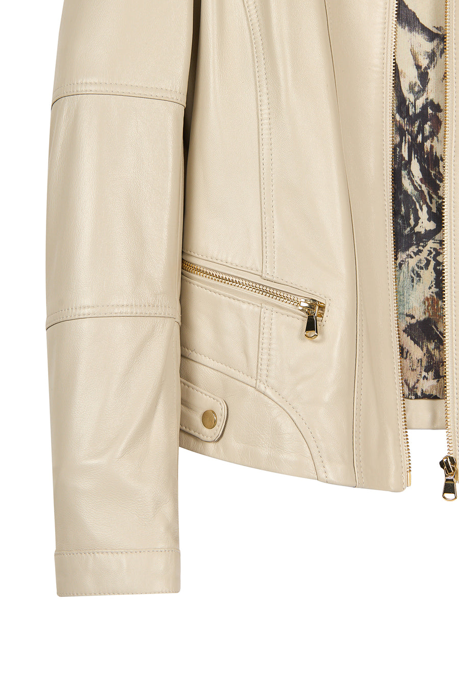 Donna Women's Beige Short Leather Jacket