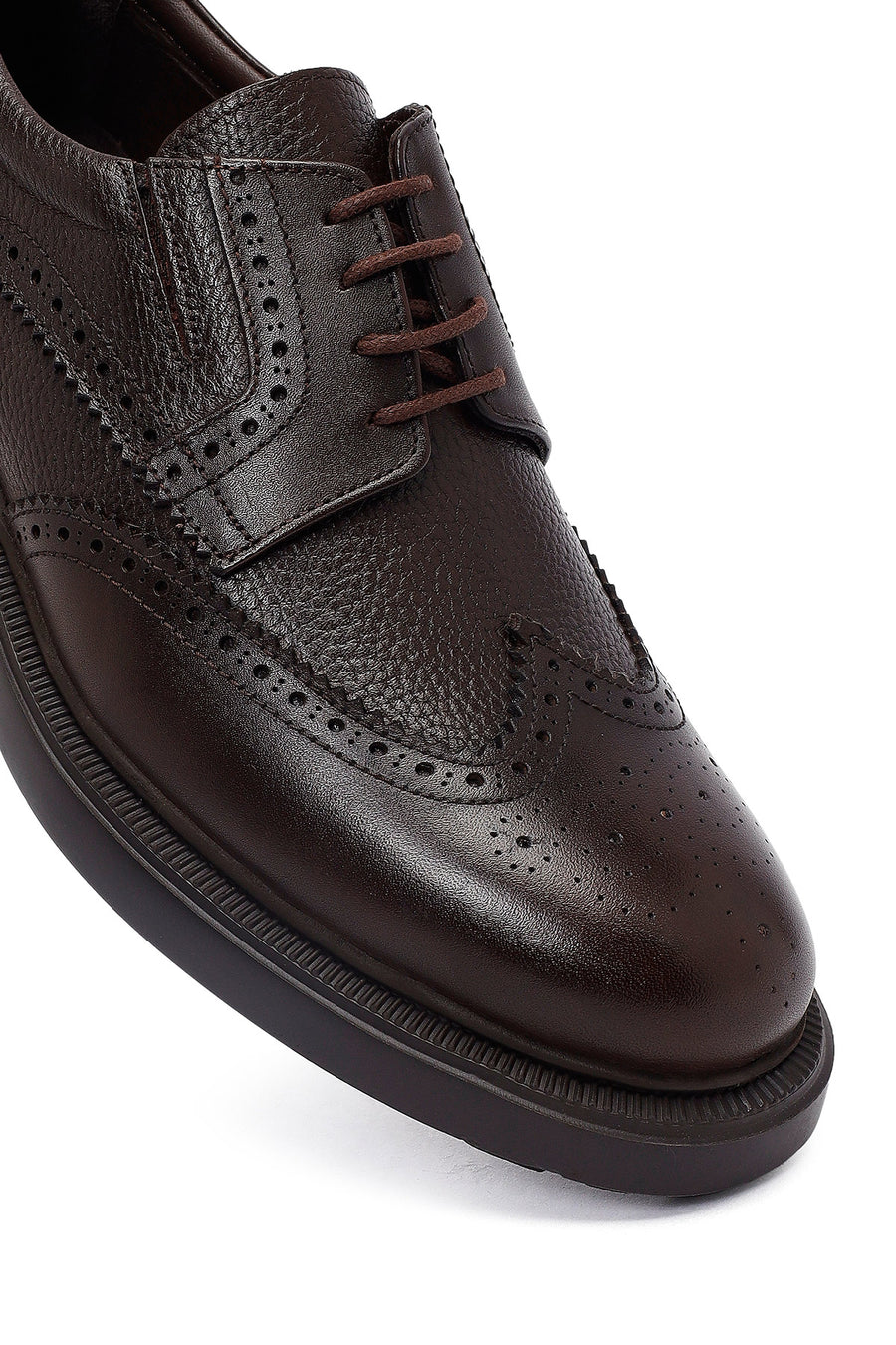 Men's Brown Lace-Up Thick-Soled Leather Casual Shoes