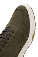 Men's Khaki Lace-Up Nubuck Leather Sneaker | Derimod
