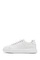 Men's White Lace-up Thick-Sole Leather Sneaker | Derimod