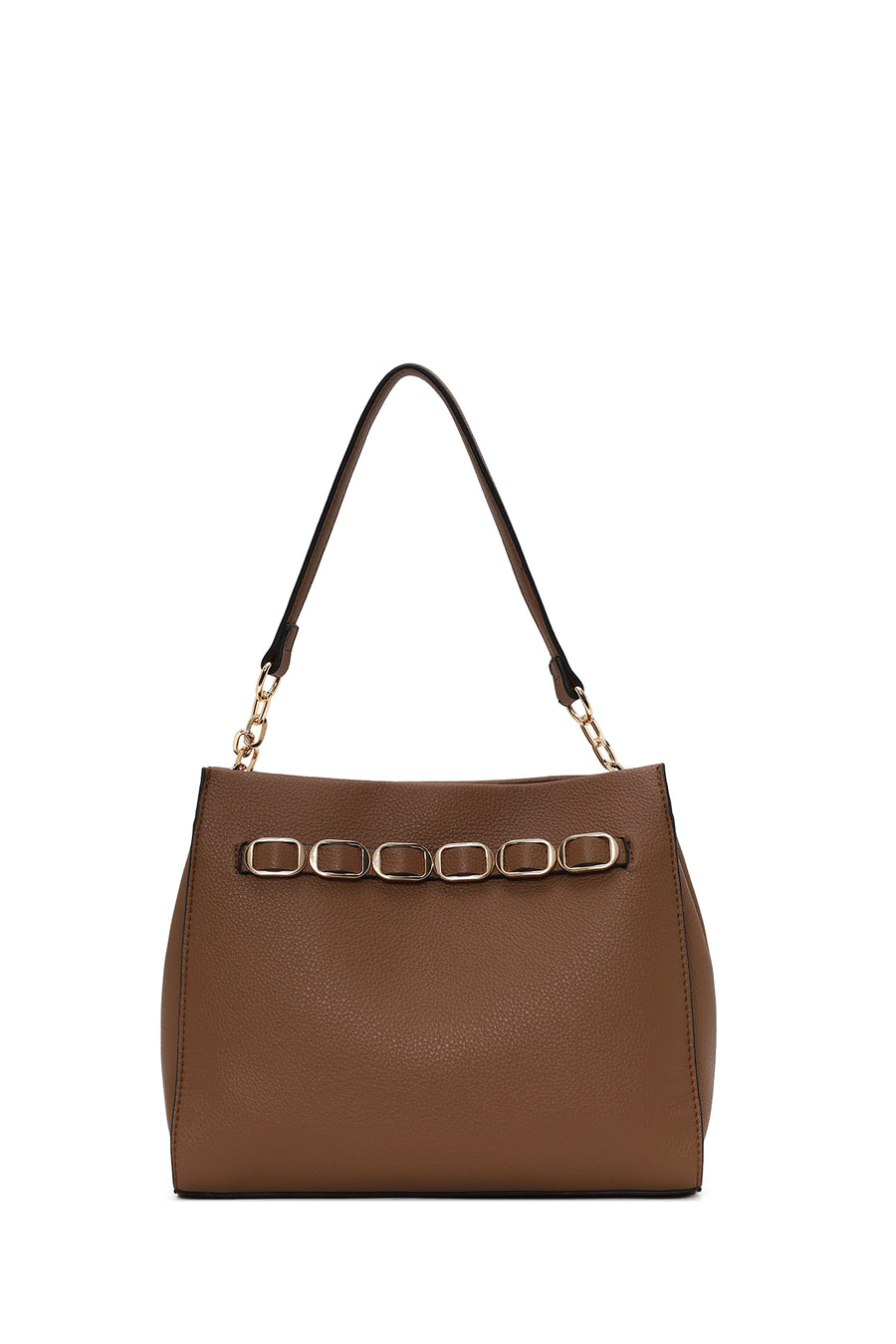 Woman Brown Long-Strap Classic Shoulder Bag