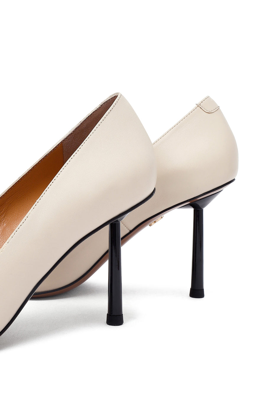 Women's Cream Thin Heeled Leather Stiletto