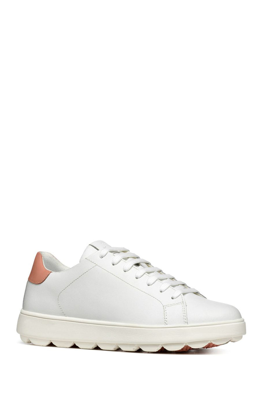 Geox Women's White Spherica Ecub-1 Lace-Up Leather Sneaker