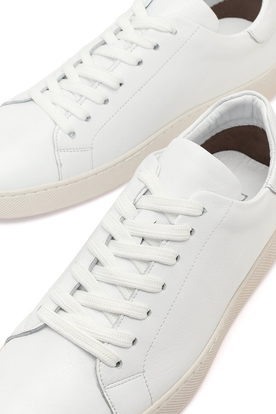Men's White Lace-up Leather Sneaker