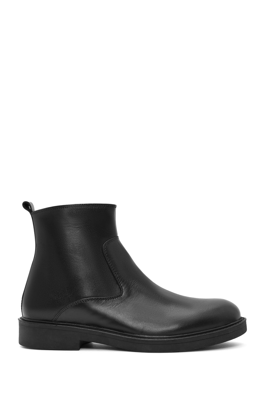Men's Black Zippered Leather Casual Boots 24WFD702518 | Derimod