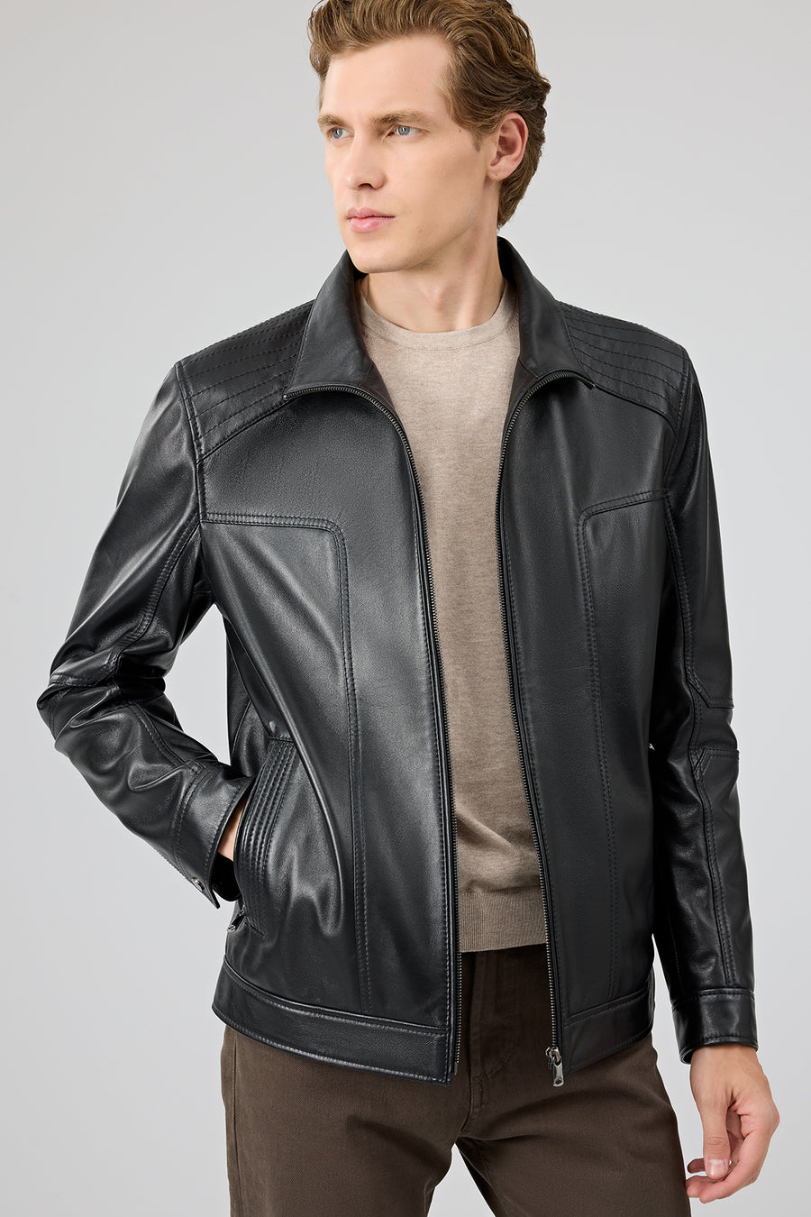 Alfred Men's Black Leather Jacket