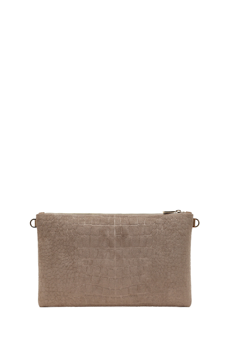 Woman Beige Chain Strap Printed Suede Clutch Bag