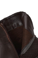 Woman Brown Zip Closure Printed Leather Boots | Derimod