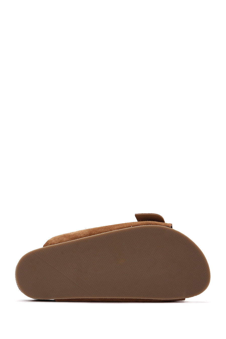 Women's Tan Double Buckle Suede Leather Slippers