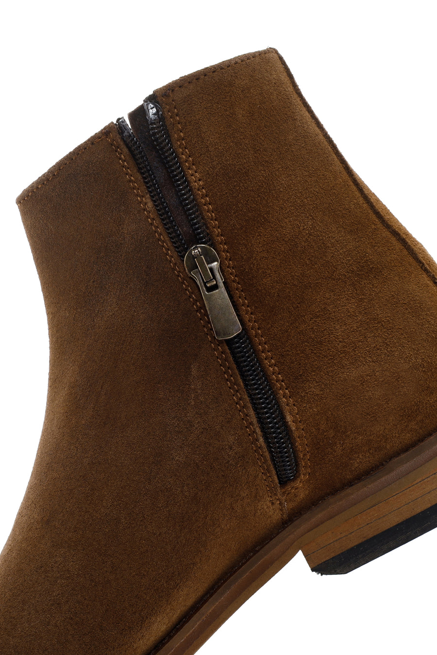 Men's Tan Suede Leather Zippered Boots