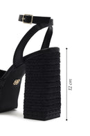 Women's Black Ankle Buckle Platform High Thick Heel Sandals | Derimod