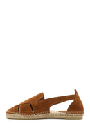 Women's Tan Suede Leather Espadrille | Derimod