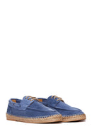 Men's Blue Suede Leather Espadrilles | Derimod