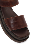 Women's Brown Chunky Leather Sandals | Derimod