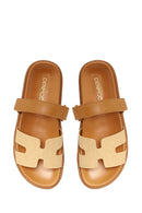 Woman Beige Strappy Thick-Soled Slipper | Derimod