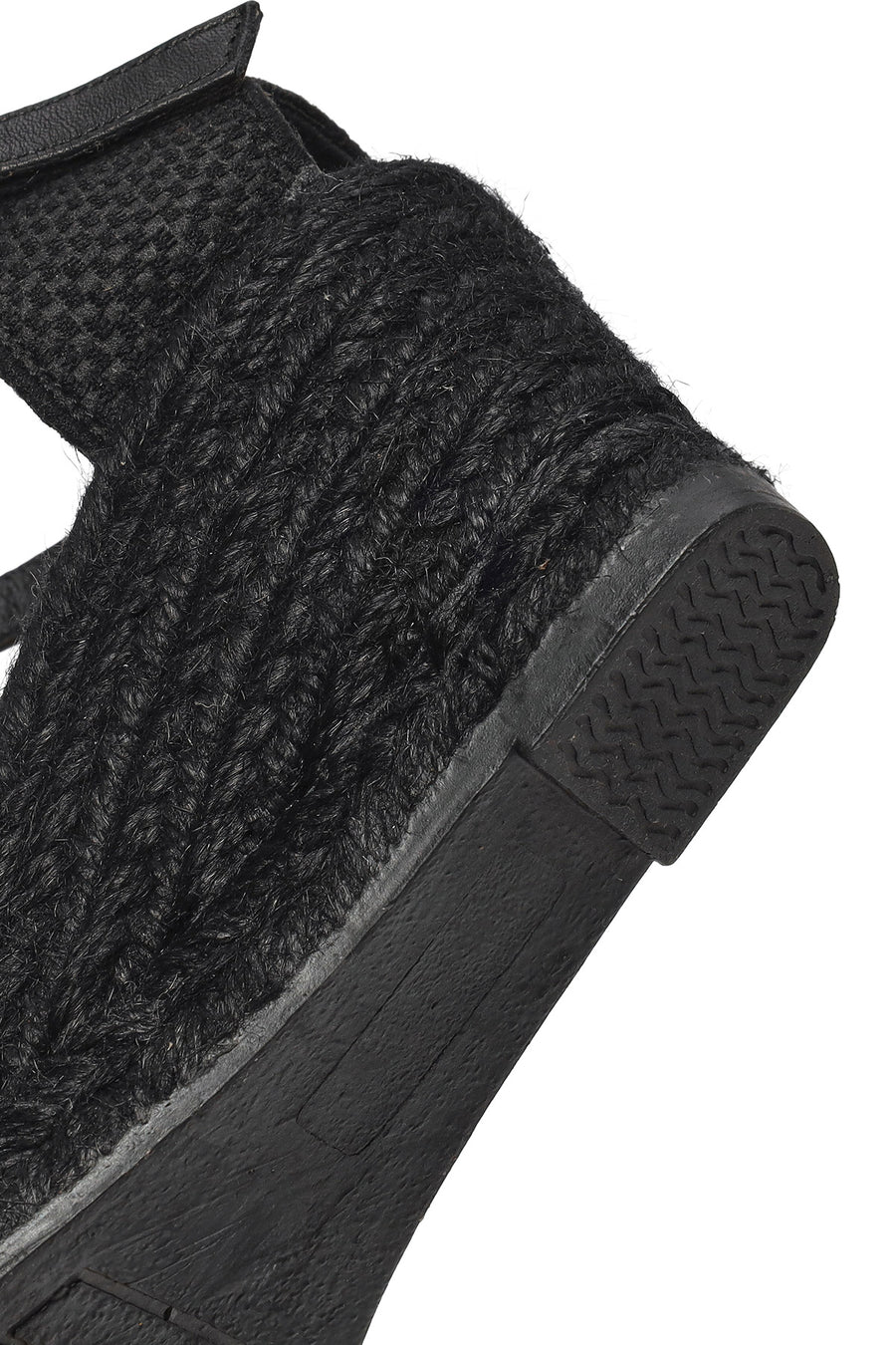 Women's Black Ankle Buckle Platform Espadrilles