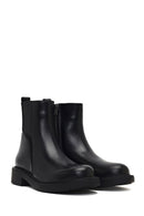 Woman Black Zip Closure Leather Boots | Derimod