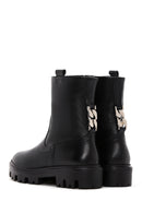 Women's Black Leather Zipper Classic Boots | Derimod