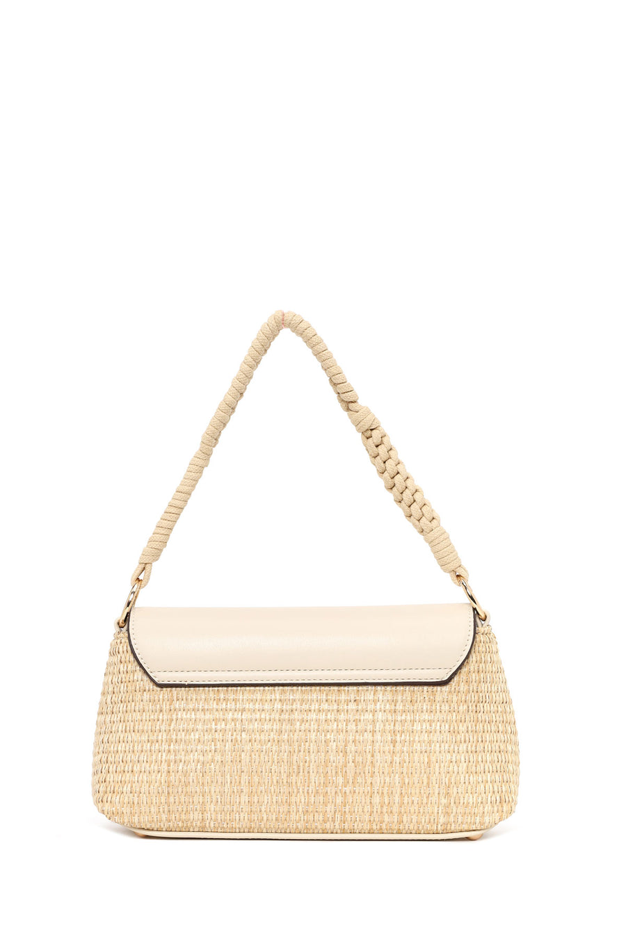 Woman Cream Long-Strap Woven Straw Shoulder Bag