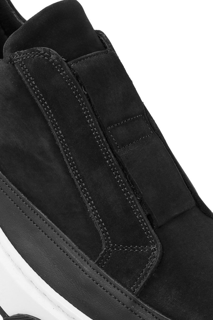 Erkek Siyah Süet Kalın Tabanlı Deri Sneaker