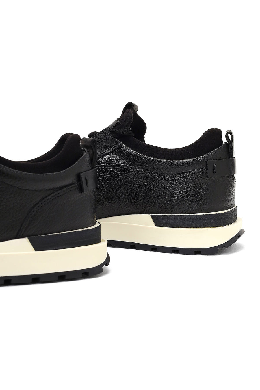 Erkek Siyah Kalın Tabanlı Deri Casual Sneaker