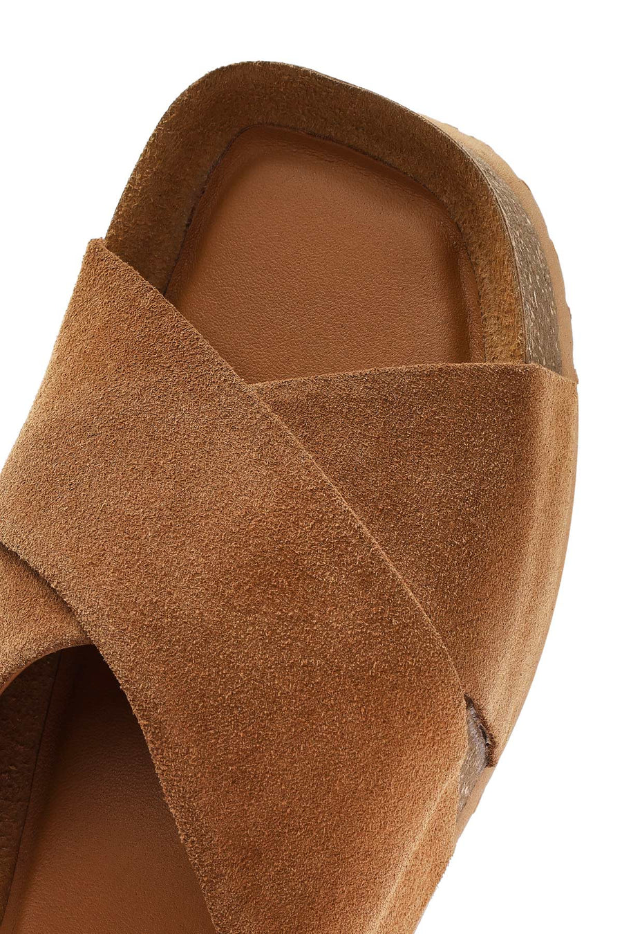 Women's Brown Thick Soled Suede Leather Slippers