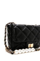 Women's Black Long Strap Quilted Crossbody Bag | Derimod